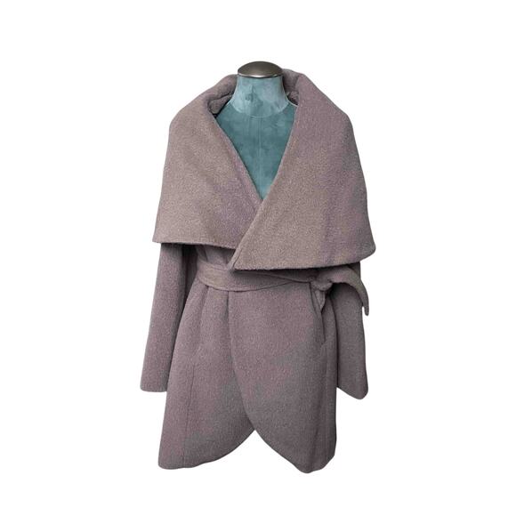 Elie Tahari Belted Wrap Coat Brown Size M Shawl Collar Wool Alpaca Blend Preppy - Picture 1 of 13